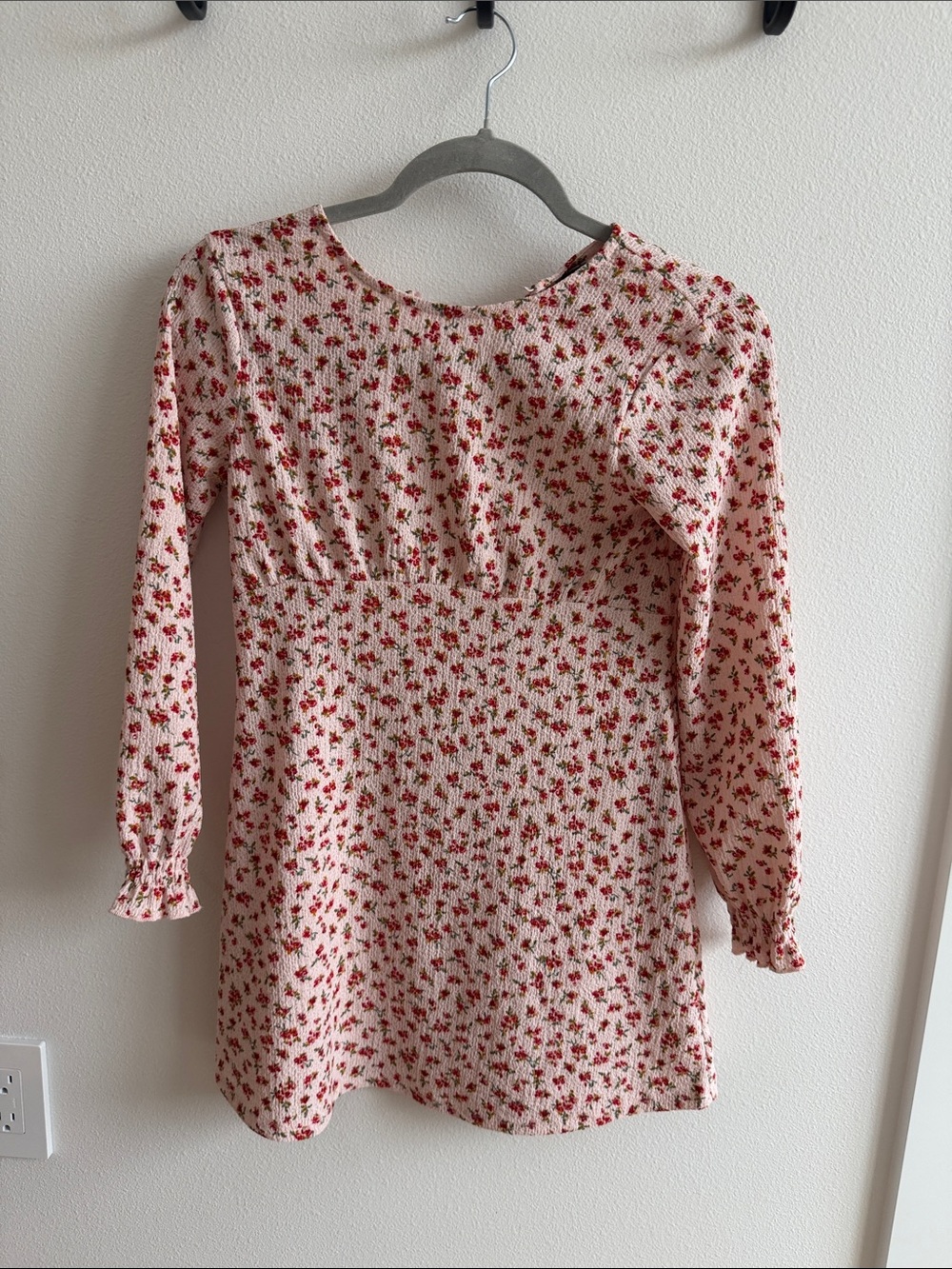 art class Pink Floral Smocked-Waist Long Sleeve Dress